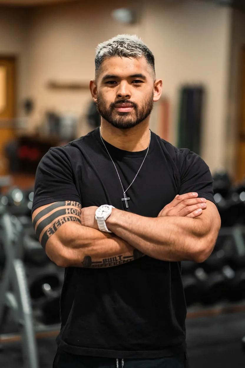 JR Prieto-Romero, CSCS, arms crossed on the training floor